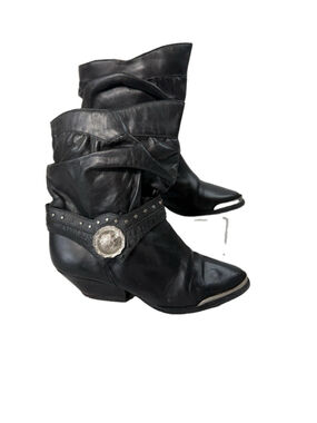 Paola Fellicce black leather slouch western boots Size 5 1/2 B